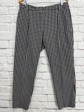 Weekend Max Mara Cropped Pants Black Tan Print Size US 12 Modern Workwear